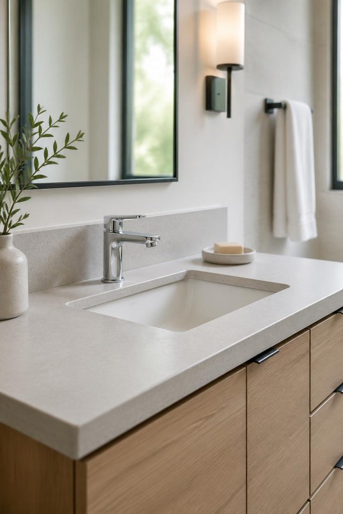 Clean bathroom fixture and finish work