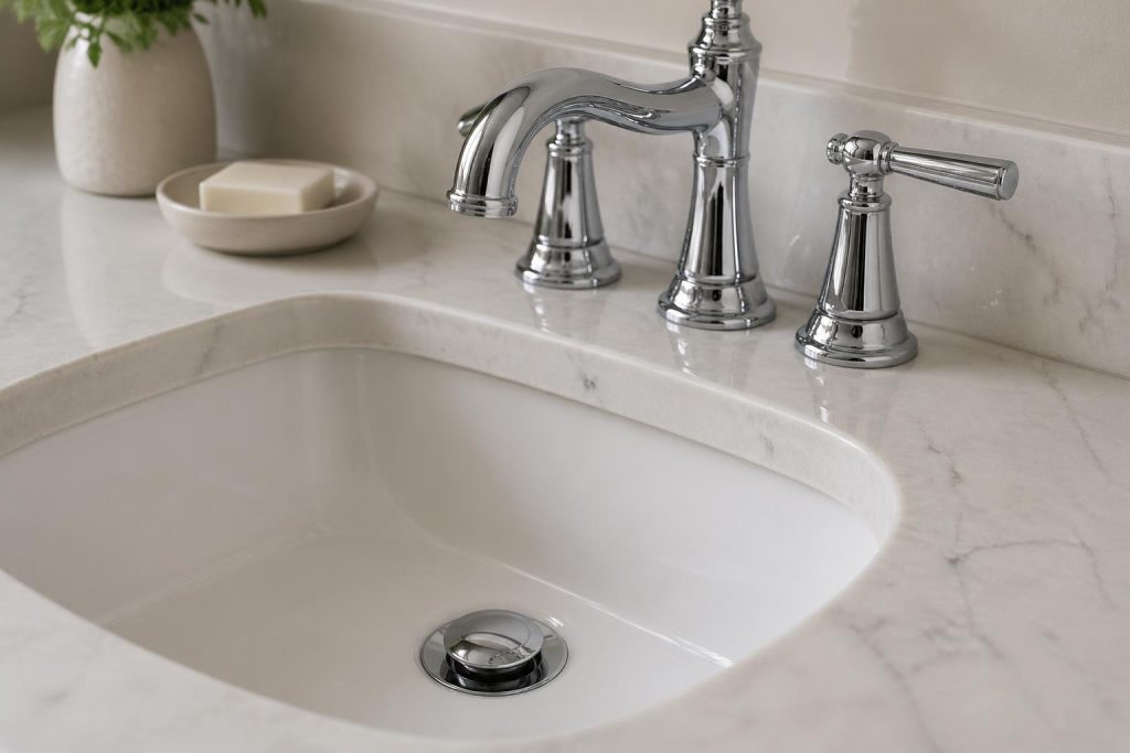 Sink and faucet installation detail